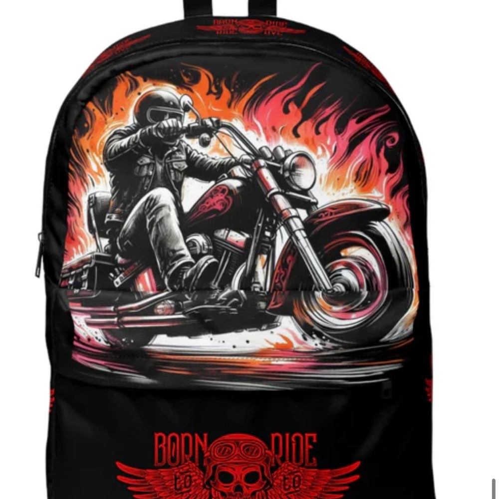 Born to Ride Red and Black Adventure Backpack